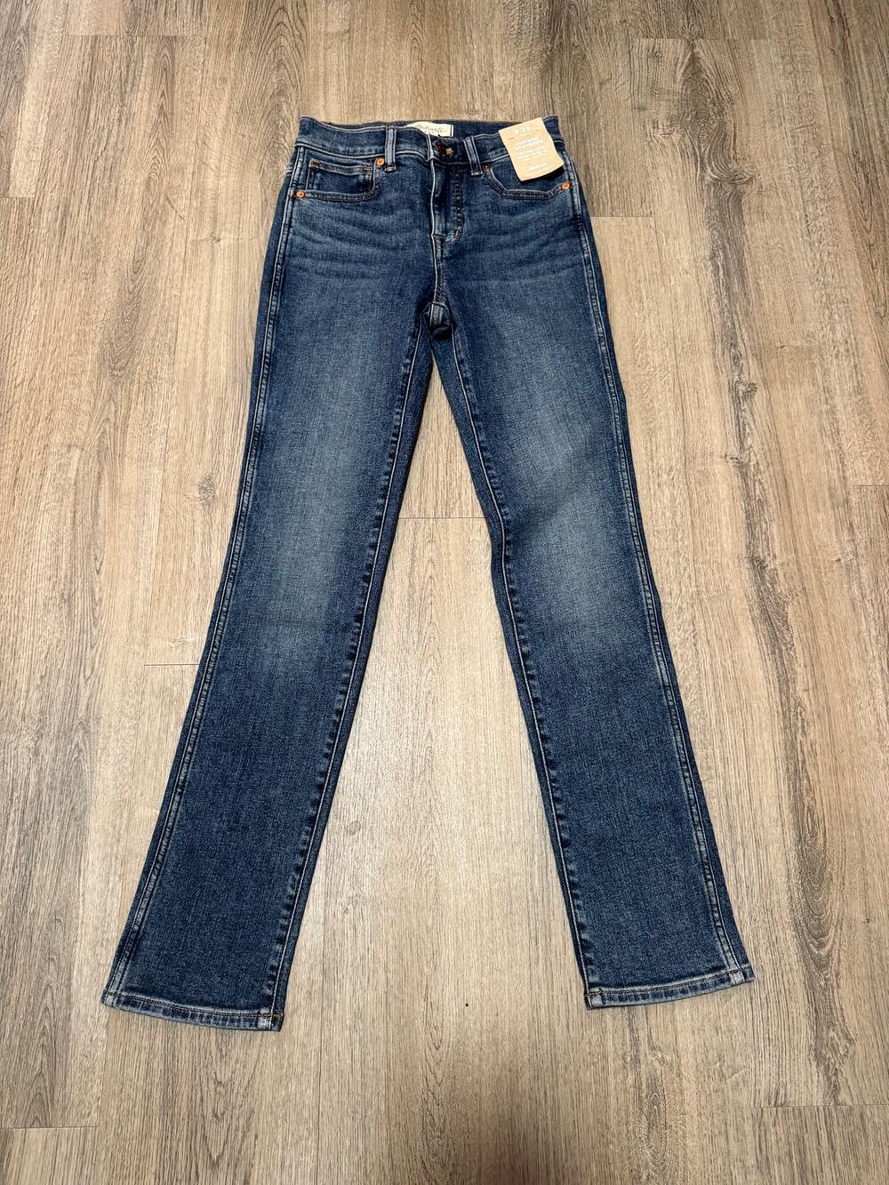 Madewell Women's Mid-Rise Stovepipe Dark Blue Wash Jeans